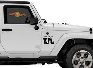 Jeep TJ tree mountain Decal Wrangler Decalcomanie Adesivi Logo-scegli il colore