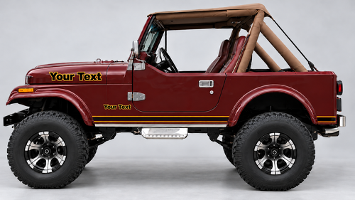 Kit di Adesivi in Vinile con Contorno Testo Personalizzato a Strisce Laterali per Jeep CJ-7 1984