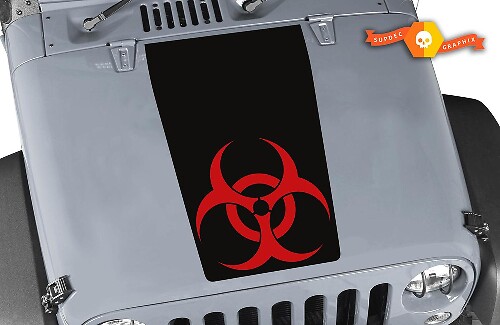 Adesivo Cappuccio Bi-Colore Blackout Biohazard per Jeep Wrangler