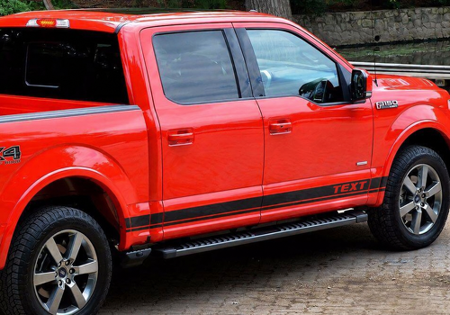 Adesivo in vinile personalizzato con doppio contorno a strisce per battitacco Ford F-150