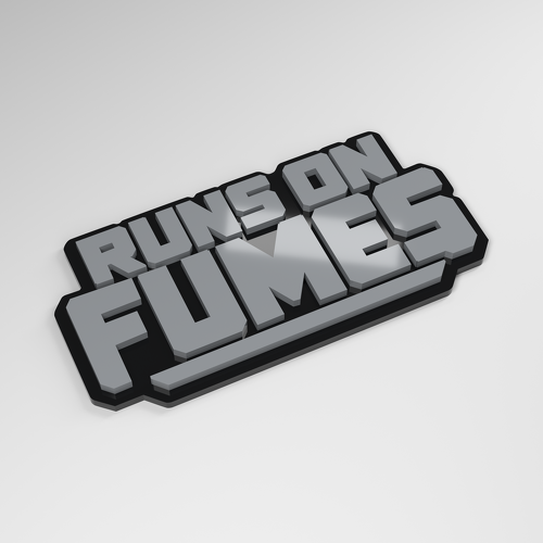 Targhetta Auto in Acrilico 3D Runs on Fumes_1
