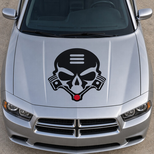 Adesivo in Vinile Piston Skull SE Cofano per Dodge Charger 2014_1