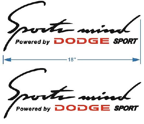 2 Sports Mind Powered by DODGE Adesivo per decalcomanie da 18 pollici