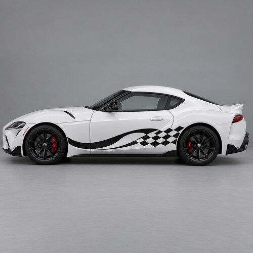 Adesivo in vinile a strisce a scacchi per avvolgimento laterale per Toyota GR Supra 3.0 Premium A90 2020–2026_1
