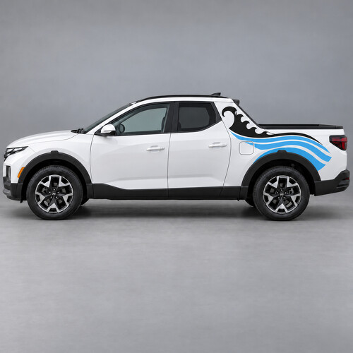 Adesivo in Vinile con Strisce Onde Coastal Breaker per Bordo Letto e Montante per Hyundai Santa Cruz SEL NXT 2022–2024_1