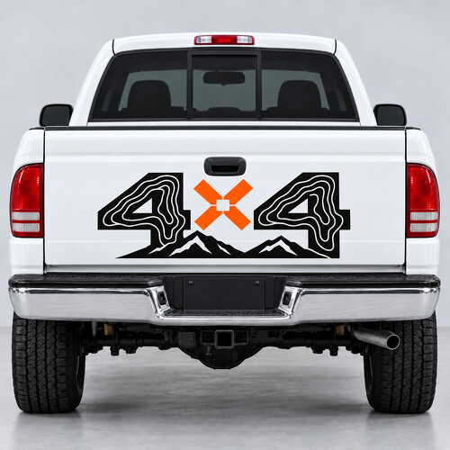 Adesivo in Vinile per Portellone Quattro Ruote Contorno per Dodge Dakota Sport 4x4 Club Cab AN 1997–2004