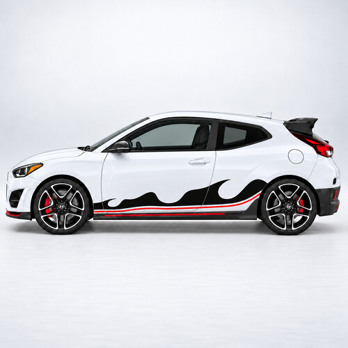 Adesivo Vinile Strisce a Pettine a Tripla Onda per Porta Laterale per Hyundai Veloster N JS 2019–2022