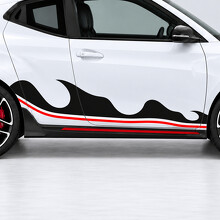 Adesivo Vinile Strisce a Pettine a Tripla Onda per Porta Laterale per Hyundai Veloster N JS 2019–2022_2