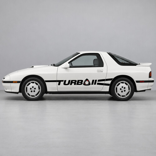 Strisce Adesive Laterali a Nastro Turbo Rotativo per Mazda RX-7 Turbo II FC Serie 4 Coupé 2 Posti 1987