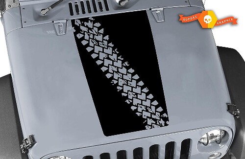 Adesivo in vinile nero opaco per cofano con impronta pneumatico per Jeep Wrangler