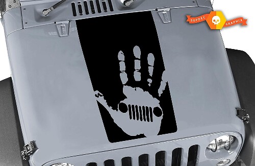 Adesivo in Vinile per Cofano con Mascherina a Impronta Nera per Jeep Wrangler