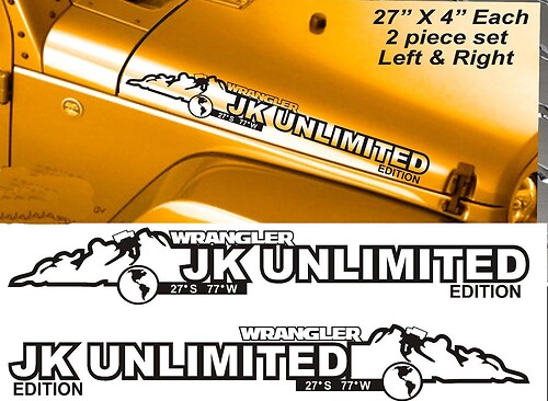 Adesivo in Vinile per Cofano JL Unlimited Edition per Jeep Wrangler
