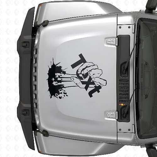 Adesivo in Vinile Personalizzato Testo Mano Zombie per Cofano Jeep Wrangler