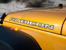 2 RUBICON Chrome Vinyl Sticker Decal JEEP WRANGLER Cofano - 1 2