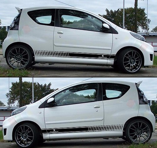 Decal Sticker Stripes Kit per PEUGEOT 107 Spoiler Paraurti Luce di scarico Labbro anteriore