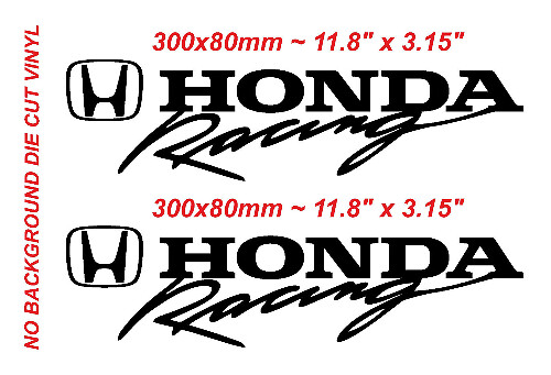 2 adesivi Honda Racing Type R in vinile fustellato Honda Racing Black Decal