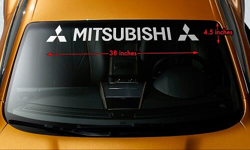 Adesivo in Vinile con Striscia Parabrezza Mitsubishi & Logo per Auto Mitsubishi