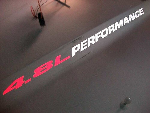 Adesivo in Vinile per Cofano Performance 4.8L per Chevrolet Silverado