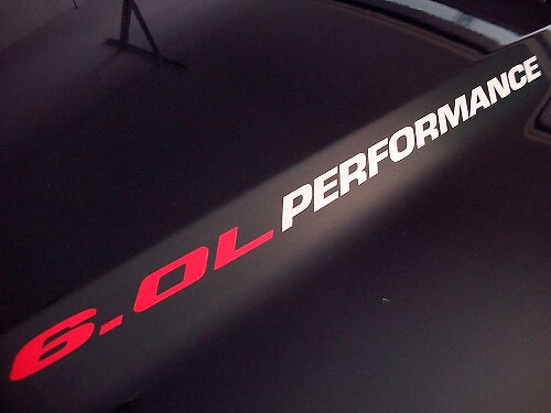 Adesivo Vinilico Cofano Performance 6.0L Per Musclecar F250 Chevy Silverado GMC