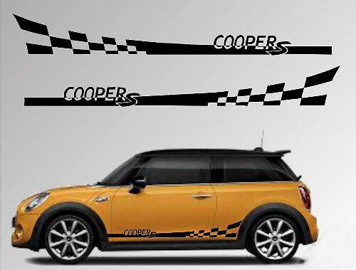 Set di Adesivi in Vinile con Strisce Laterali a Scacchi per Mini Cooper S R56 2006-2013