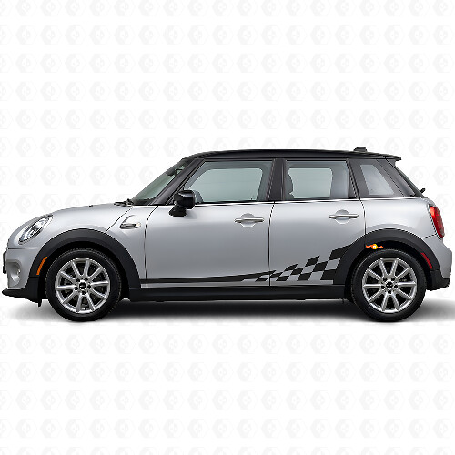Kit di Adesivi in Vinile con Strisce Laterali a Scacchiera per Mini Cooper F56