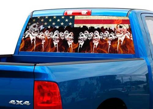 Fiamma scheletri USA Bandiera degli Stati Uniti sul lunotto Decal Sticker Pick-up Truck SUV Car