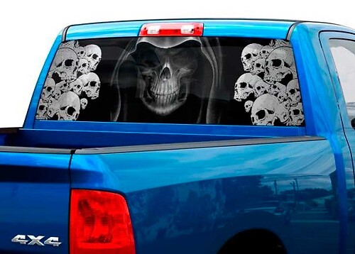 Adesivo in Vinile Teschio Mietitore per Finestrino Posteriore di Pickup e SUV