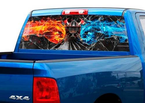 I vigili del fuoco hanno rotto la fiamma di vetro sul retro della decalcomania della decalcomania del camioncino dell'automobile SUV del camioncino