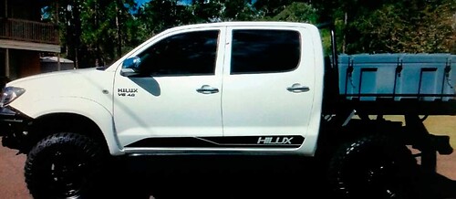 Adesivo Vinilico Laterale con Strisce Marchiate per Toyota Hilux