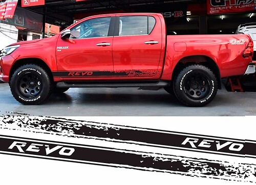 Kit di adesivi laterali in vinile Revo Stripes usurati per Toyota Hilux