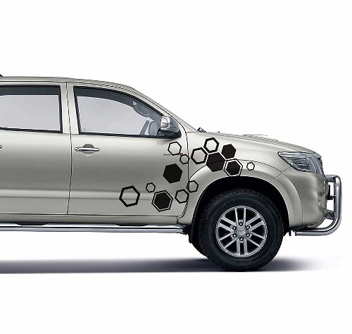 Kit Adesivi Laterali in Vinile Stile Esagono per Toyota Hilux Vigo 2011