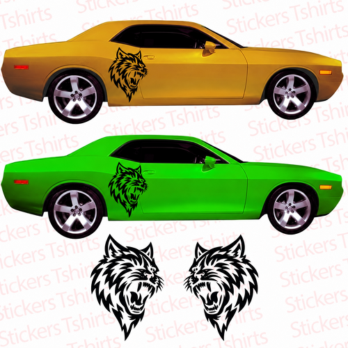 Custom Cat Head Door Graphic Pair Portiera Adesivo in vinile per Dodge Challenger Hellcat