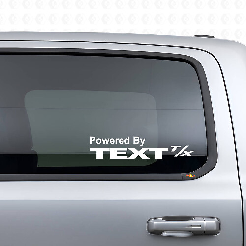 Powered By con testo personalizzato Coppia di adesivi in vinile per finestrino laterale per Dodge Ram