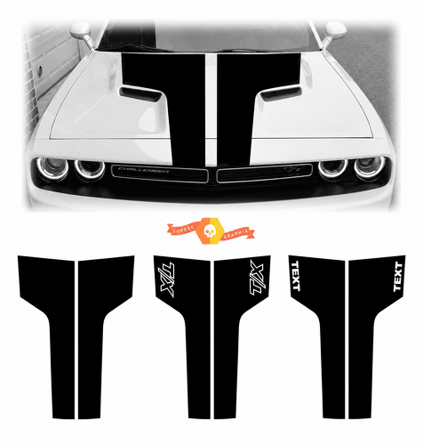 Kit di Adesivi in Vinile con Doppia Striscia da Corsa Personalizzati per Cofano Dodge Challenger 2009-2014