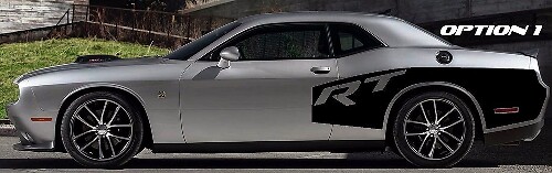 Set di Adesivi in Vinile a Strisce Lateralmente Larghe Stile RT per Dodge Challenger