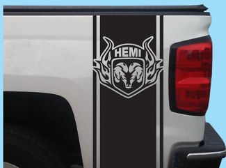 Dodge Ram Hemi Letto posteriore Decalcomania in vinile Strisce Grafica per camion T-131