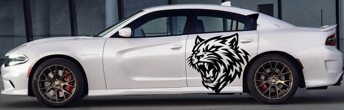 Adesivo Vinile Laterale Personalizzato con Testa di Gatto per Dodge Charger Hellcat 2015-2023