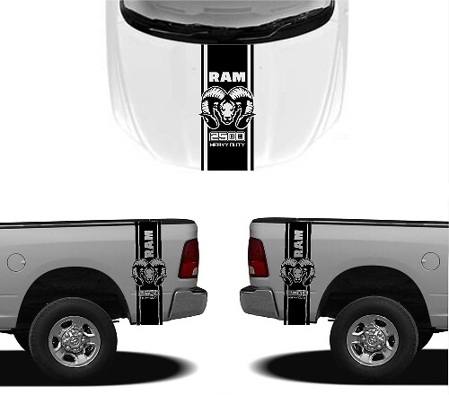 3X DODGE HOOD FENDER DECALS RAM HEMI 2500 1500 grafica adesivi corpo in vinile