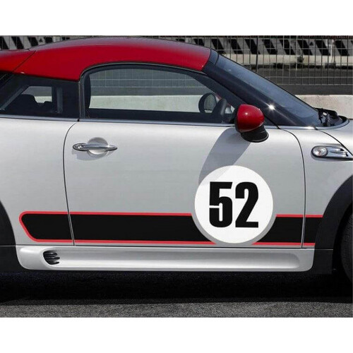 Mini Cooper - adesivo vinilico grafico stile GP per rockers da track day