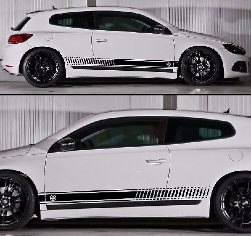 Strisce da Corsa con Logo VW Adesivo Vinile Laterale per Volkswagen Scirocco