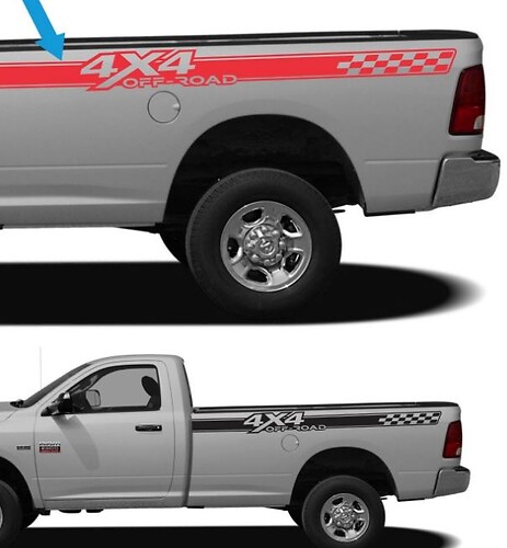 Adesivo in vinile a strisce a scacchi 4x4 Off Road per fianco cassone Dodge Ram 1500