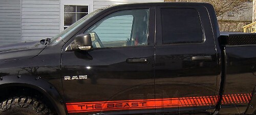 Kit di Adesivi in Vinile a Bande Laterali Stroboscopiche The Beast per Dodge Ram Dakota SRT-10