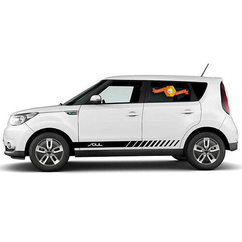 Coppia decalcomanie per adesivi grafici con strisce da corsa per porta laterale angolata SOUL PER KIA SOUL
