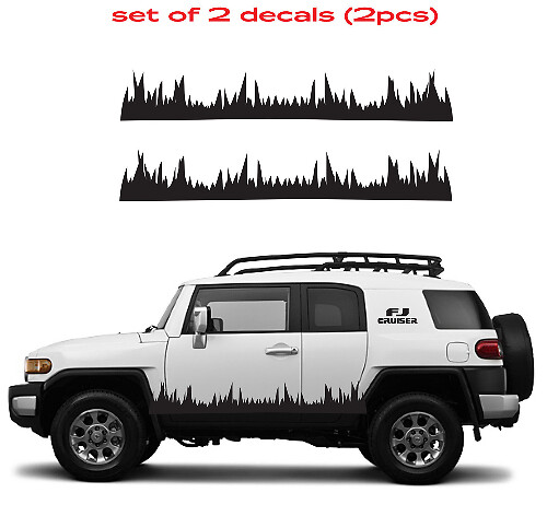 Set di Decalcomanie in Vinile con Sagoma di Erba per Porta Laterale per Toyota FJ Cruiser