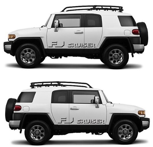 Adesivo in Vinile Logo FJ Cruiser Stile Ombra per Porta Laterale Toyota FJ Cruiser