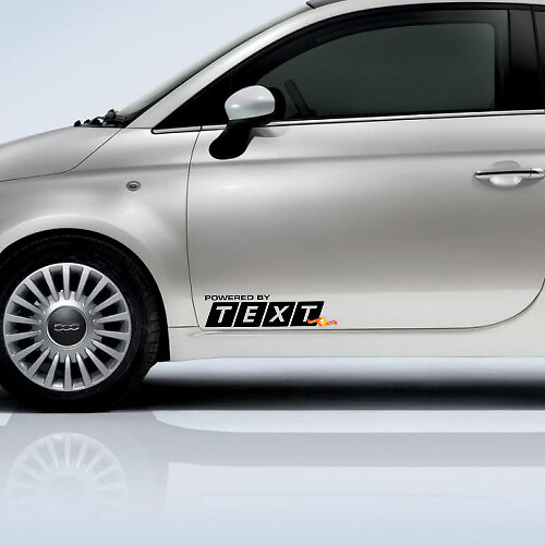 Alimentato da adesivo in vinile con testo personalizzato, decalcomania, emblema, logo grafico per Fiat 500 Abarth