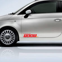 Alimentato da adesivo in vinile con testo personalizzato, decalcomania, emblema, logo grafico per Fiat 500 Abarth 3