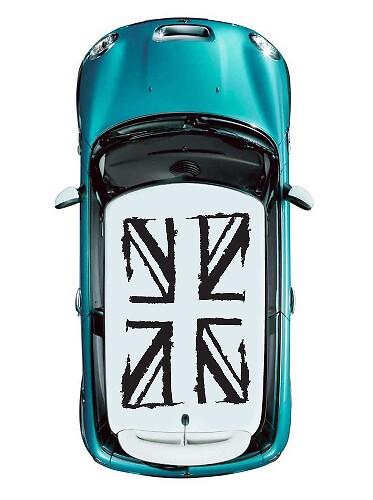 Set di Adesivi in Vinile per Tetto con Bandiera Britannica in Stile Grunge per MINI Cooper