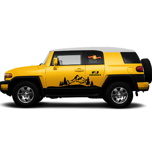 Kit adesivi in vinile per porta con montagna e alberi per Toyota FJ Cruiser