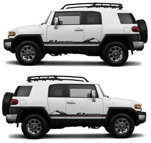 Set di Adesivi in Vinile con Strisce Laterali Stile Montagne per Toyota FJ Cruiser